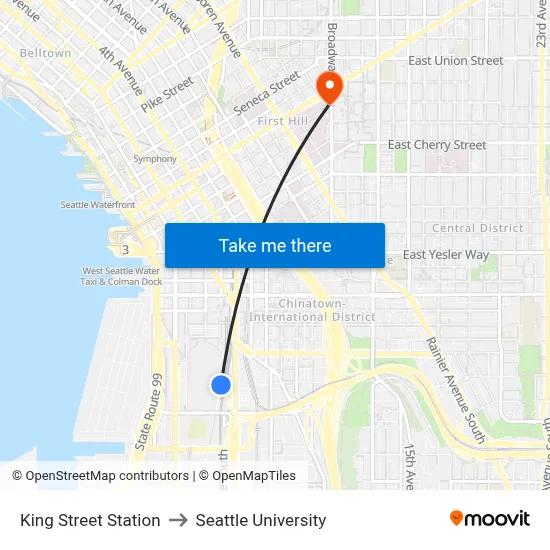 King Street Station to Seattle University map