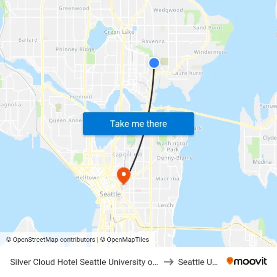 Silver Cloud Hotel Seattle University of Washington District to Seattle University map