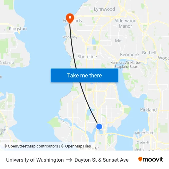 University of Washington to Dayton St & Sunset Ave map