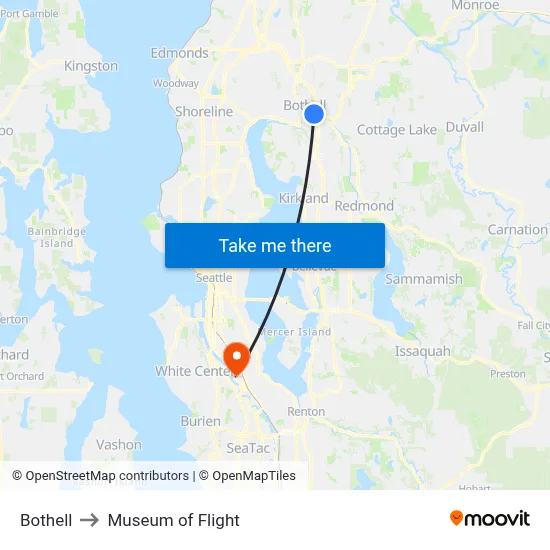 Bothell to Museum of Flight map