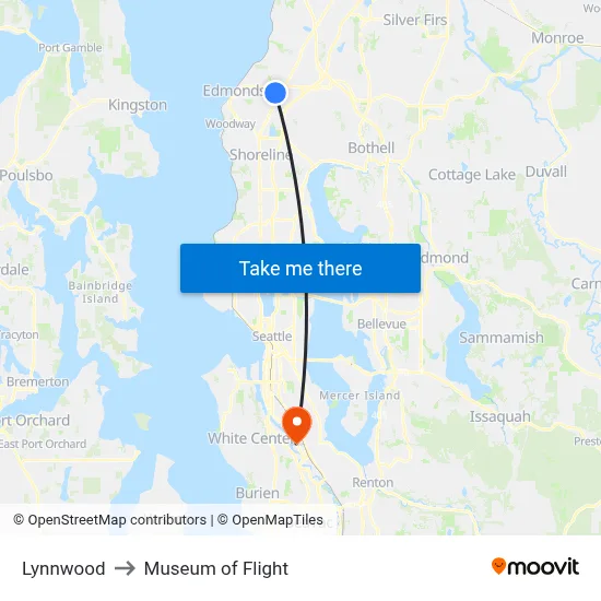 Lynnwood to Museum of Flight map
