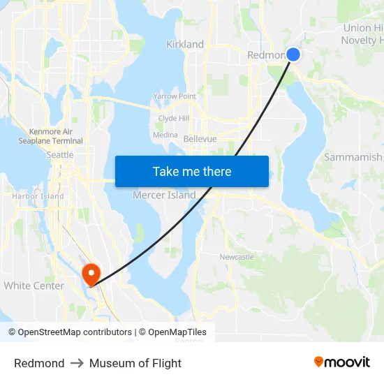 Redmond to Museum of Flight map