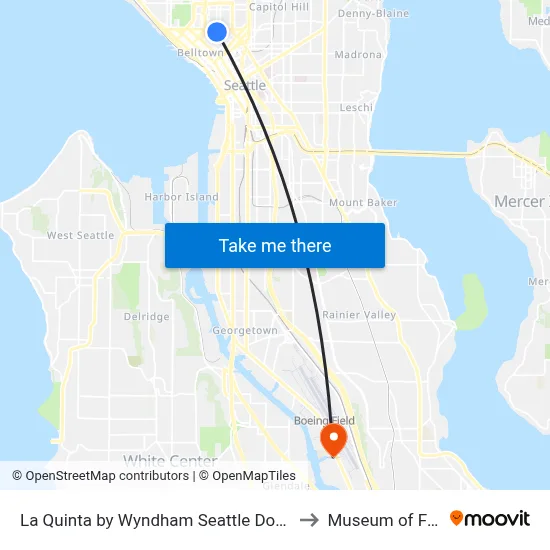 La Quinta by Wyndham Seattle Downtown to Museum of Flight map