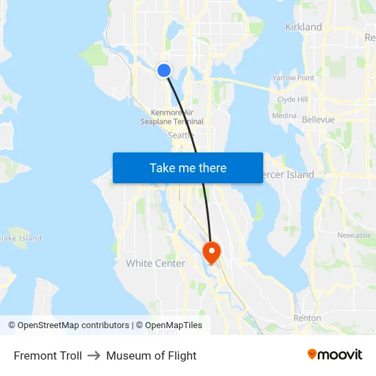Fremont Troll to Museum of Flight map