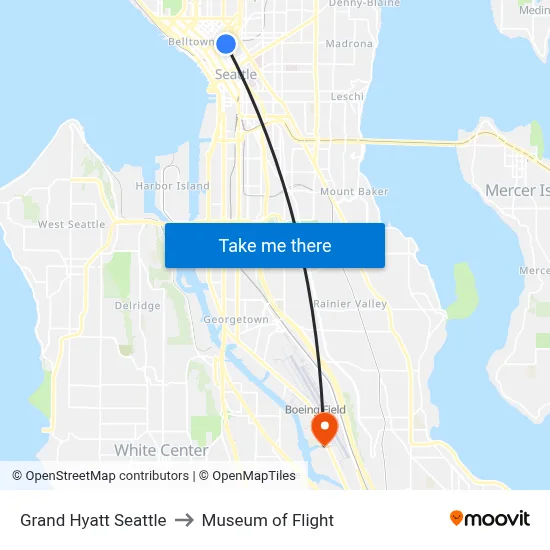 Grand Hyatt Seattle to Museum of Flight map