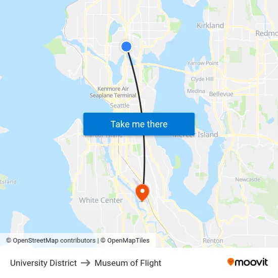 University District to Museum of Flight map