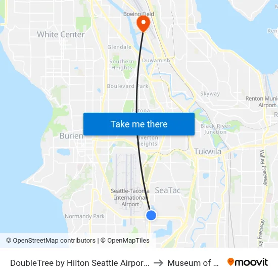 DoubleTree by Hilton Seattle Airport SeaTac to Museum of Flight map