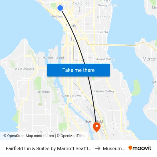 Fairfield Inn & Suites by Marriott Seattle Downtown/Seattle Center to Museum of Flight map