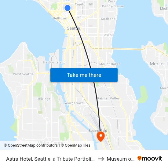 Astra Hotel, Seattle, a Tribute Portfolio Hotel by Marriott to Museum of Flight map