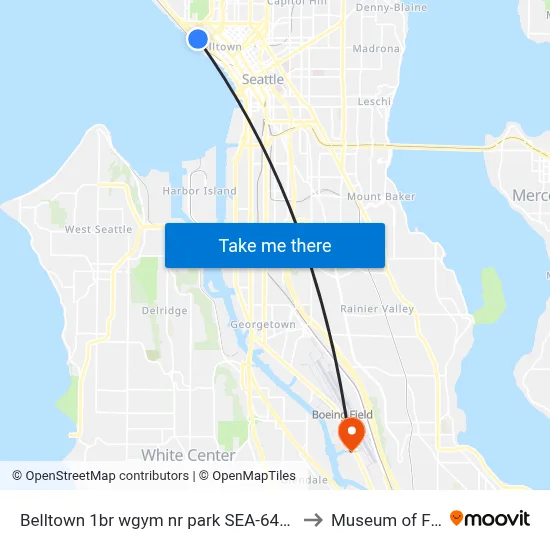 Belltown 1br wgym nr park SEA-643, Seattle to Museum of Flight map