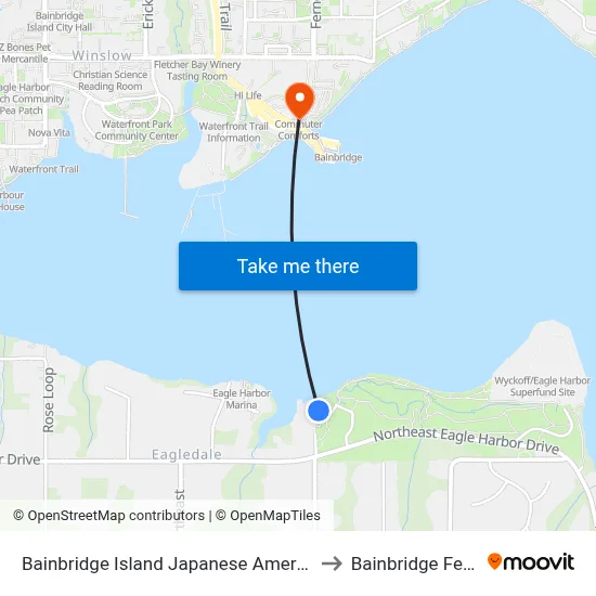 Bainbridge Island Japanese American Exclusion Memorial to Bainbridge Ferry Terminal map
