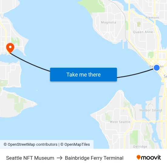Seattle NFT Museum to Bainbridge Ferry Terminal map