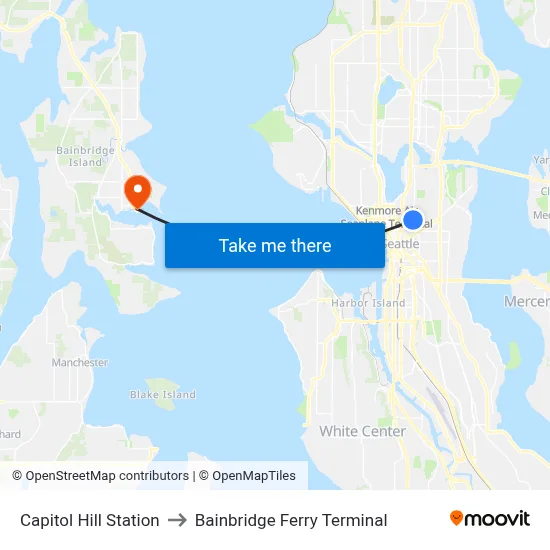 Capitol Hill Station to Bainbridge Ferry Terminal map