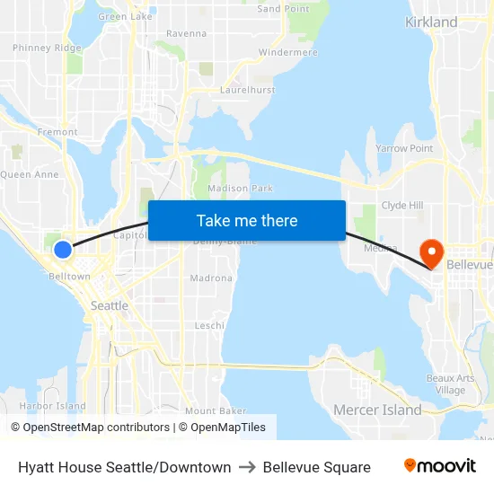 Hyatt House Seattle/Downtown to Bellevue Square map