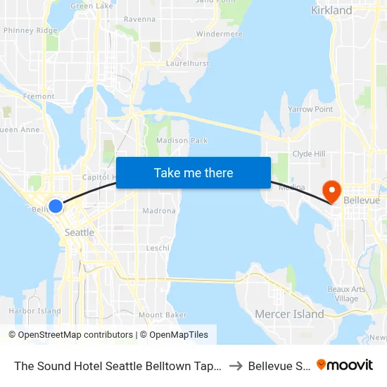 The Sound Hotel Seattle Belltown Tapestry Collection to Bellevue Square map