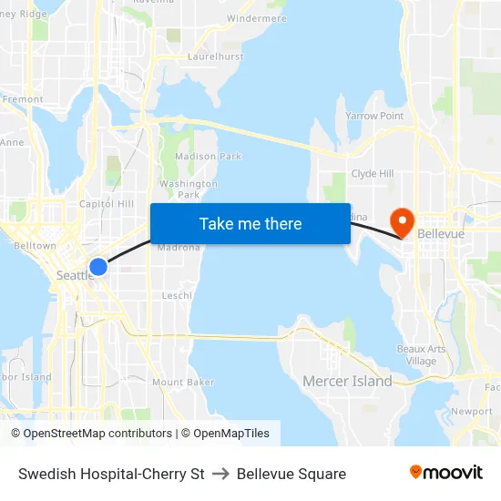 Swedish Hospital-Cherry St to Bellevue Square map