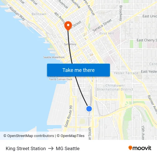 King Street Station to MG Seattle map