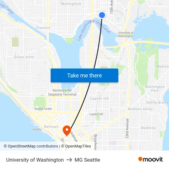 University of Washington to MG Seattle map
