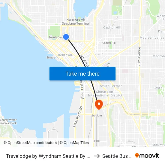 Travelodge by Wyndham Seattle By The Space Needle to Seattle Bus Station map