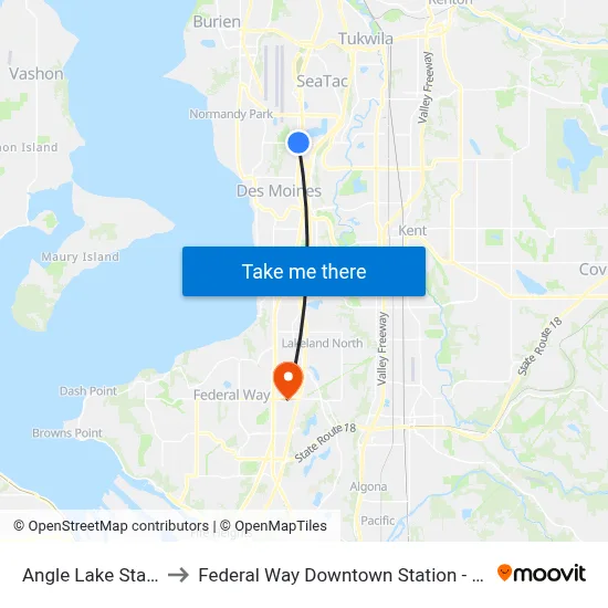 Angle Lake Station to Federal Way Downtown Station - Bay 13 map