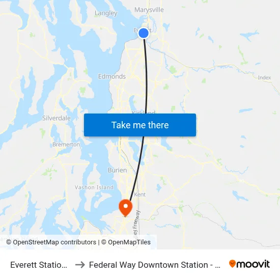 Everett Stationers to Federal Way Downtown Station - Bay 13 map