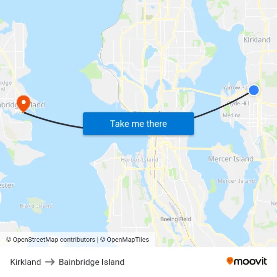 Kirkland to Bainbridge Island map