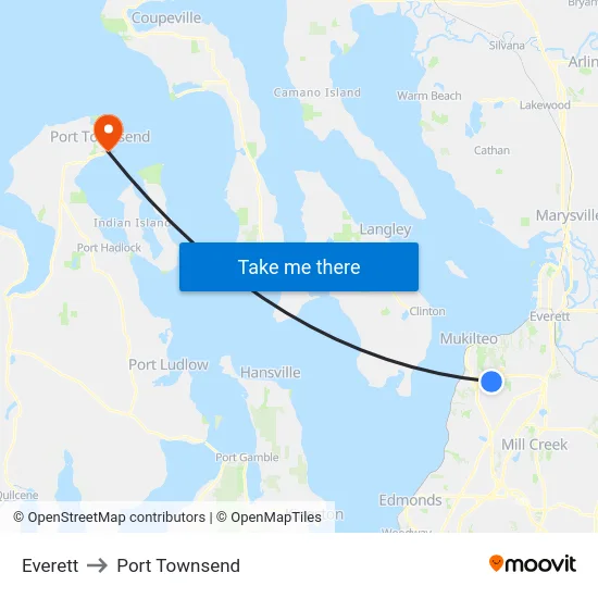 Everett to Port Townsend map