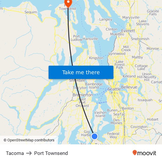 Tacoma to Port Townsend map