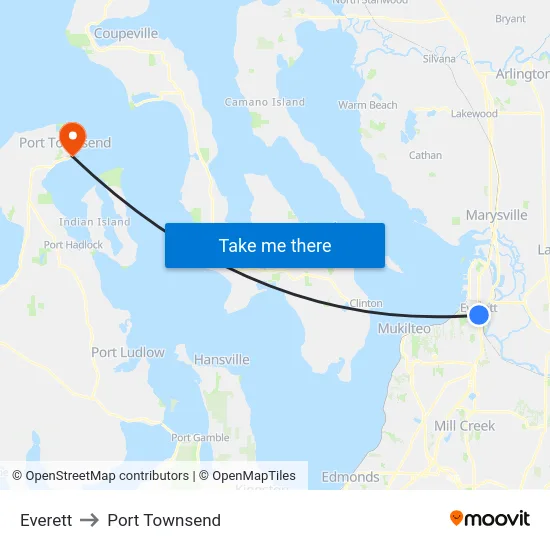Everett to Port Townsend map