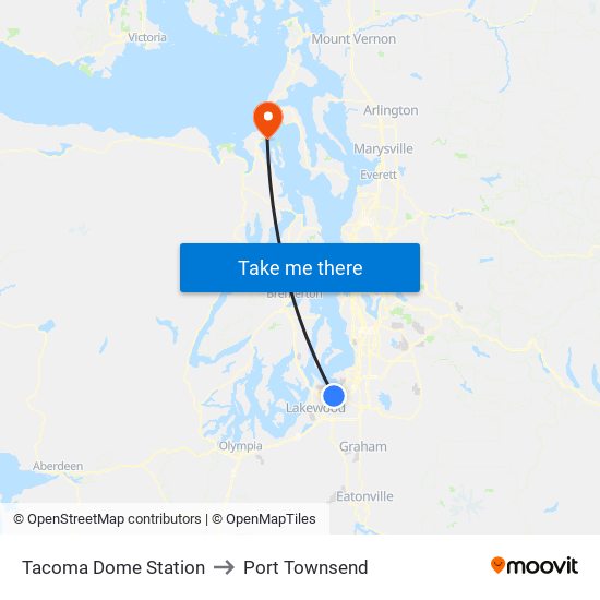 Tacoma Dome Station to Port Townsend map