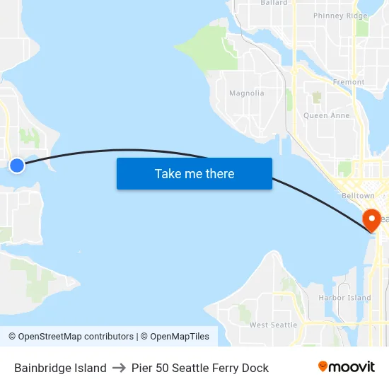 Bainbridge Island to Pier 50 Seattle Ferry Dock map
