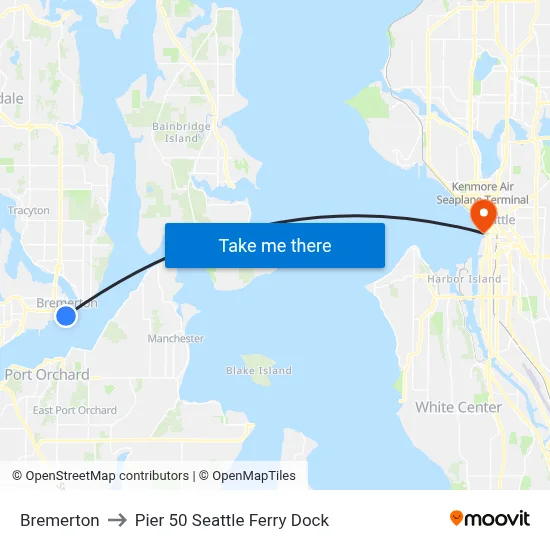 Bremerton to Pier 50 Seattle Ferry Dock map