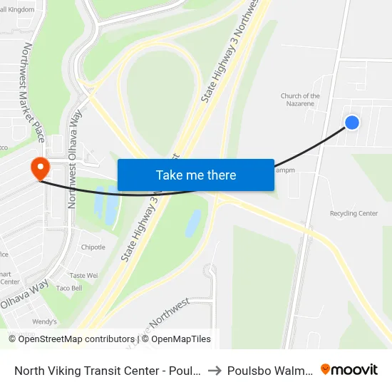 North Viking Transit Center - Poulsbo to Poulsbo Walmart map