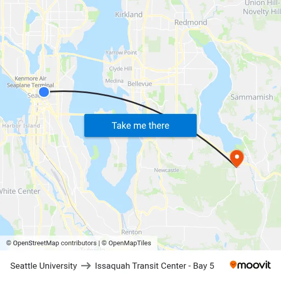 Seattle University to Issaquah Transit Center - Bay 5 map