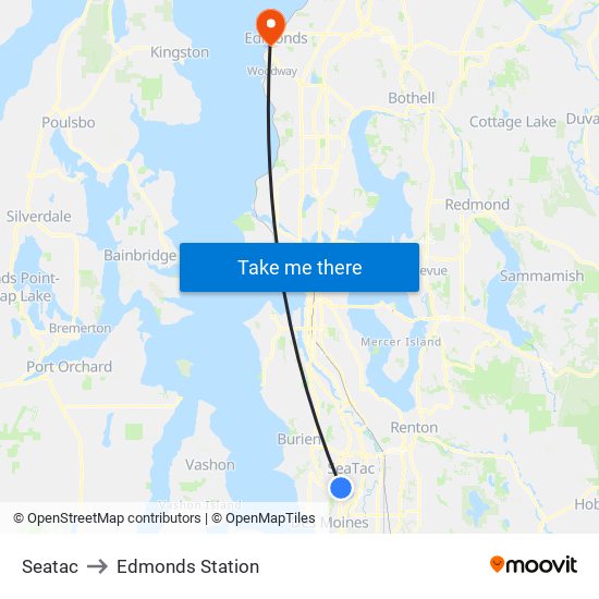 Seatac to Edmonds Station map