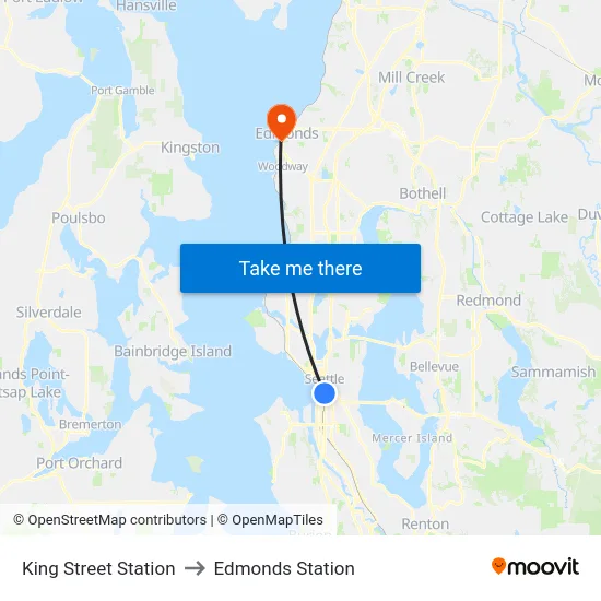 King Street Station to Edmonds Station map