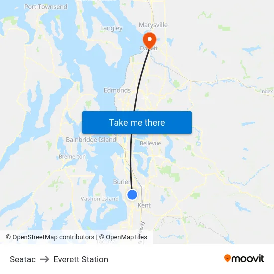Seatac to Everett Station map