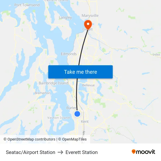 Seatac/Airport Station to Everett Station map