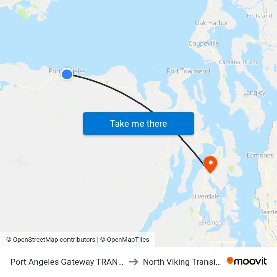 Port Angeles Gateway TRANSIT Center to North Viking Transit Center map