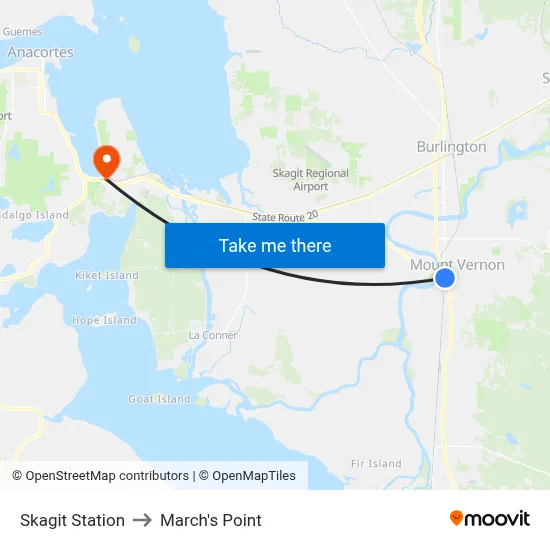 Skagit Station to March's Point map