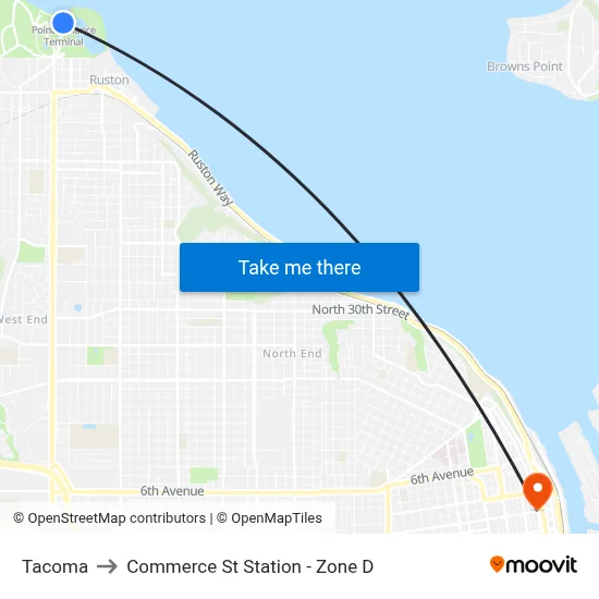 Tacoma to Commerce St Station - Zone D map