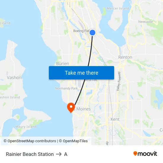 Rainier Beach Station to A map
