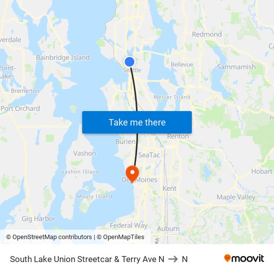 South Lake Union Streetcar & Terry Ave N to N map