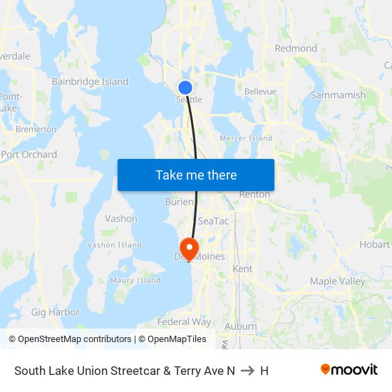 South Lake Union Streetcar & Terry Ave N to H map