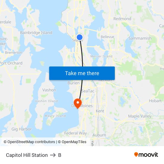 Capitol Hill Station to B map