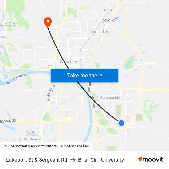 Lakeport St & Sergeant Rd to Briar Cliff University map