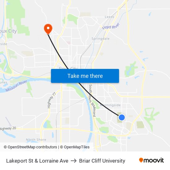 Lakeport St & Lorraine Ave to Briar Cliff University map