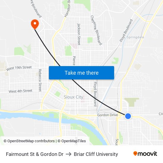 Fairmount St & Gordon Dr to Briar Cliff University map