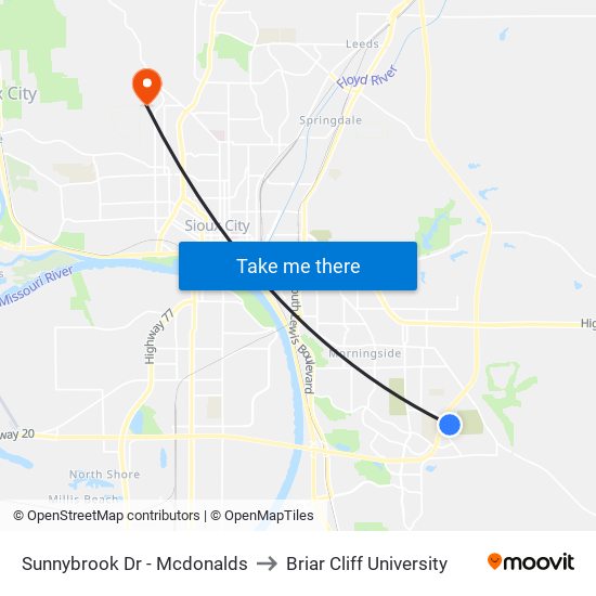 Sunnybrook Dr - Mcdonalds to Briar Cliff University map