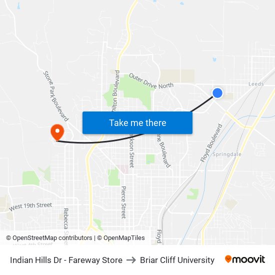 Indian Hills Dr - Fareway Store to Briar Cliff University map